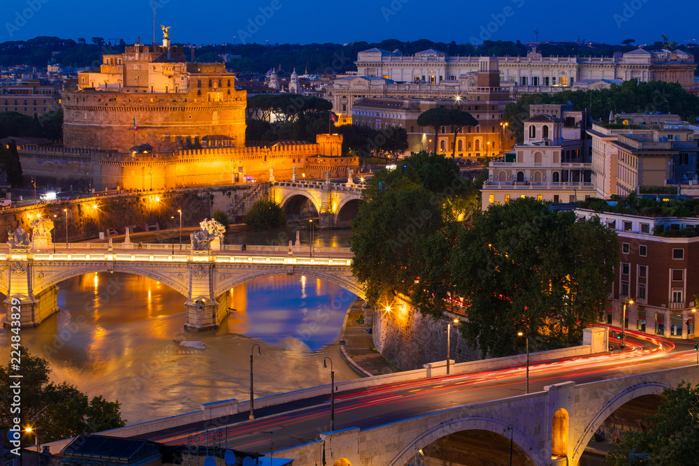 Castel Sant’Angelo in Rome, Italy by night