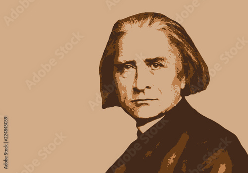 Liszt, musicien, portrait, personnage, musique, célèbre, classique, compositeur, visage, orchestre, 