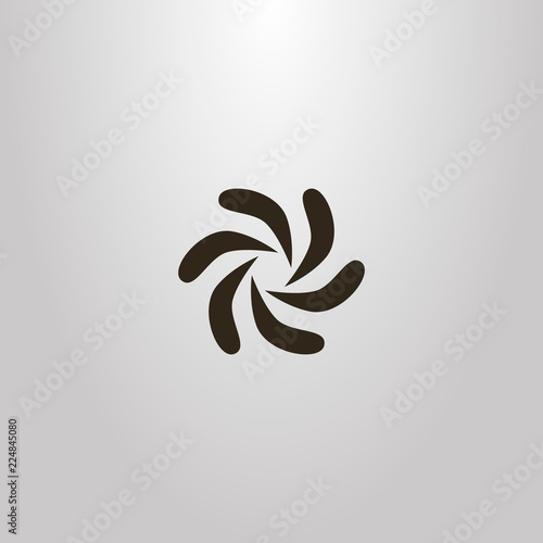 black and white simple vector outline sign of abstract space galaxy multi-leaf flower
