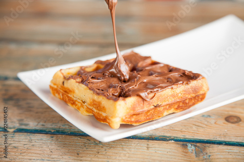 Dripping Nutella waffle pancake chocolate snack