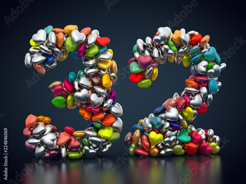 Wallpaper Mural Zahl 32 aus ganz vielen bunten Herzen Torontodigital.ca