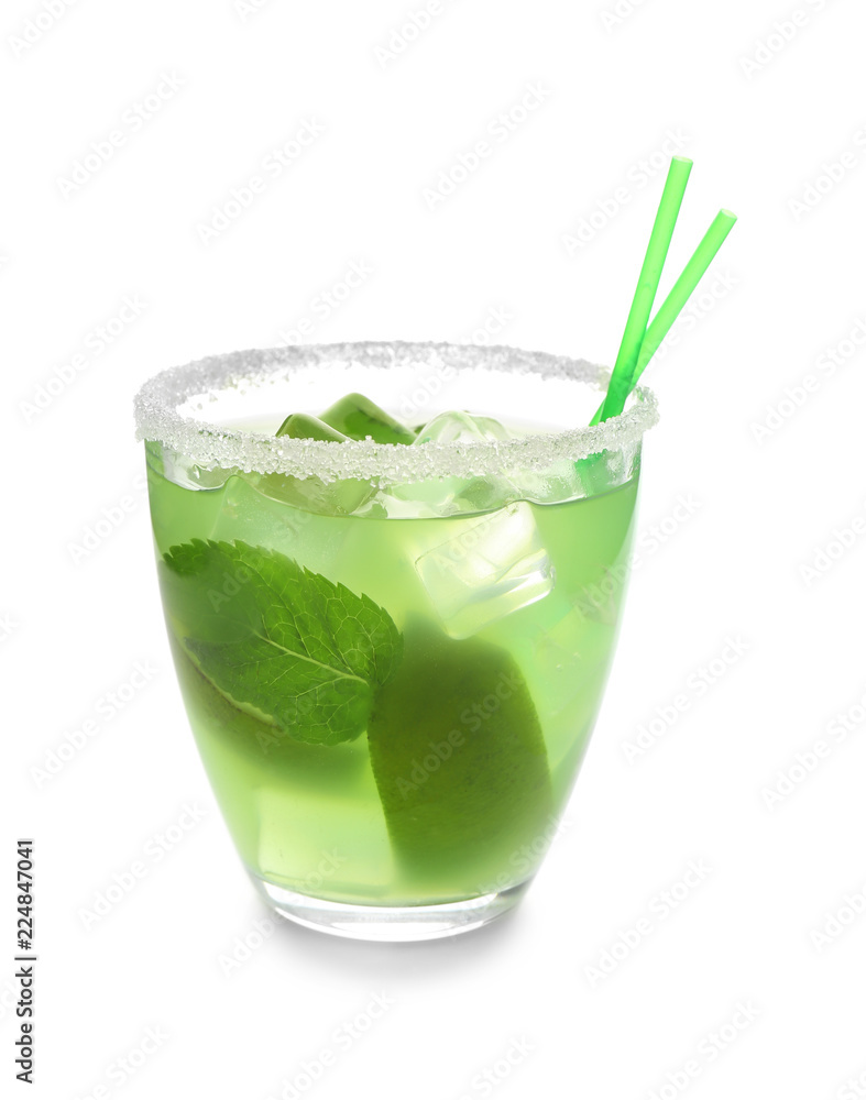 Fresh summer cocktail in glass on white background Fresh summer cocktail in glass on white background