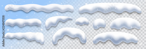 snow caps collection on transparent background, vector illustration design element