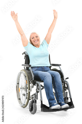 Happy mature woman sitting ...