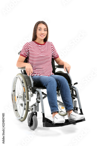 Young woman sitting in whee...