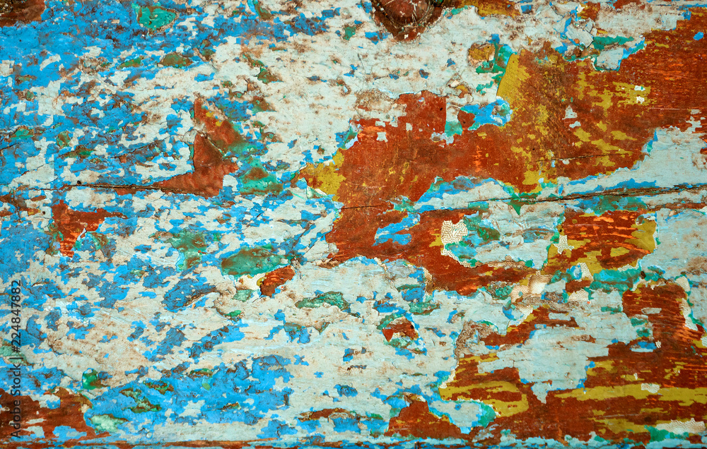 Texture of an old colored board with saggy paint. Mockup. Background Texture of an old colored board with saggy paint. Mockup. Background
