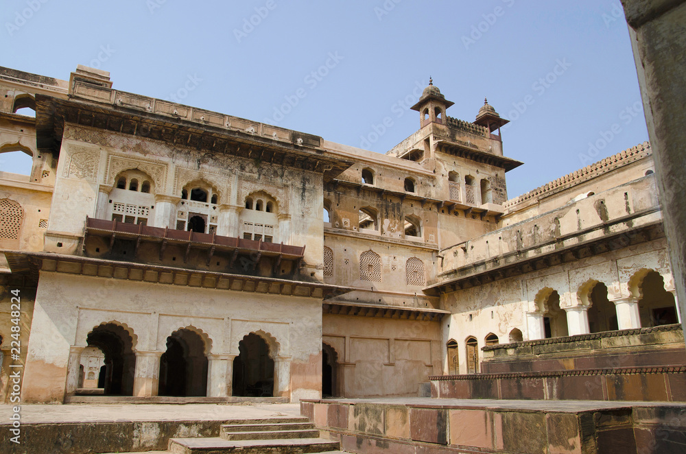 Interior view of Raj Mahal. Orchha Palace Fort Complex. Orchha. Madhya Pradesh