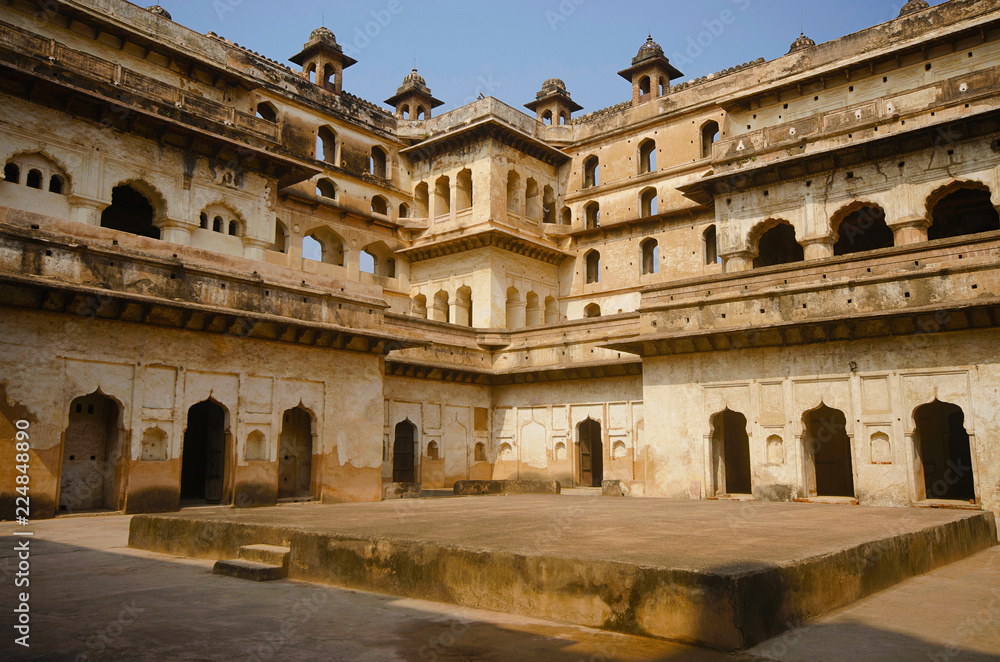 Interior view of Raj Mahal. Orchha Palace Fort Complex. Orchha. Madhya Pradesh.