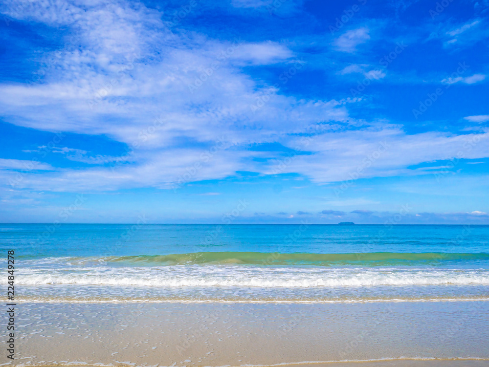 Tropical Idyllic ocean Blue sky and beautiful Beach in vacation time,Holiday on the beach,Summer concept.Thailand. Tropical Idyllic ocean Blue sky and beautiful Beach in vacation time,Holiday on the beach,Summer concept.Thailand.