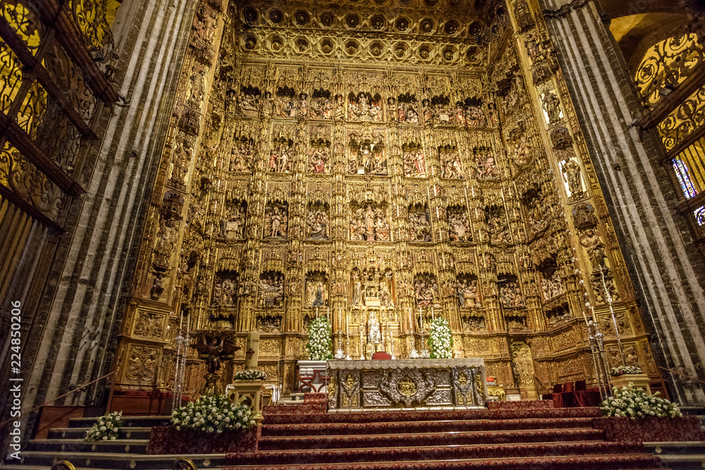 Naklejka premium altar of the cathedral of Seville, Andalucia. Spain