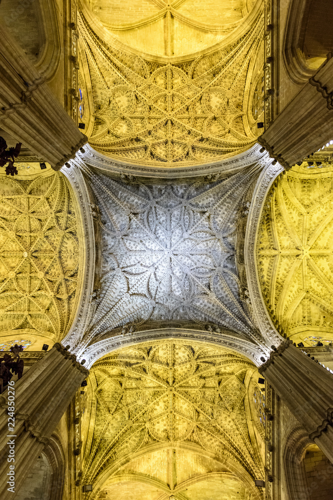 Vászonkép details of the inside of the cathedral of Seville, Andalucia, Spain