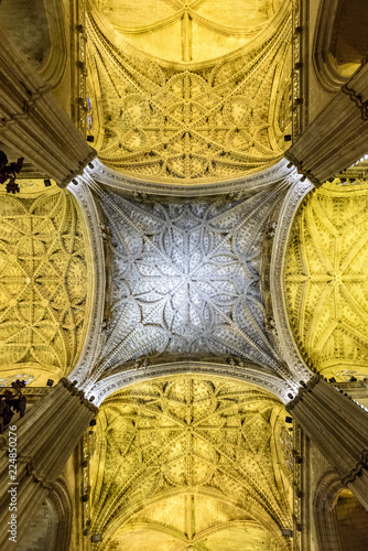 
details of the inside of the cathedral of Seville, Andalucia, Spain.
