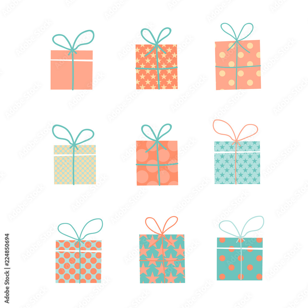 Gift, present, surprise vector simple icons set for web and mobile design Gift, present, surprise vector simple icons set for web and mobile design