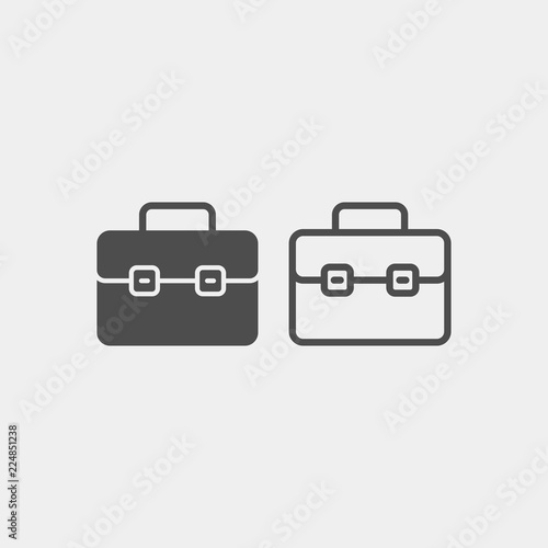 Briefcase flat vector icon. School bag flat vector icon