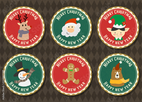 Merry Christmas and Happy new year vector badge collection.