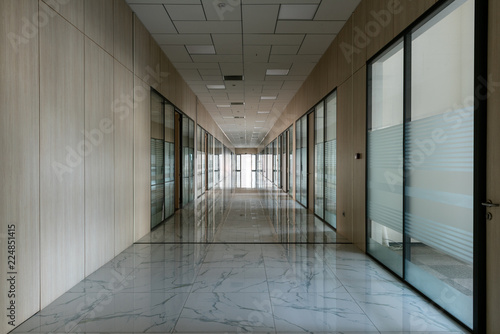 Large empty office corridor