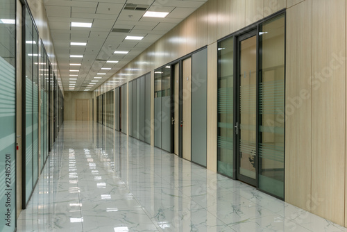 Large empty office corridor