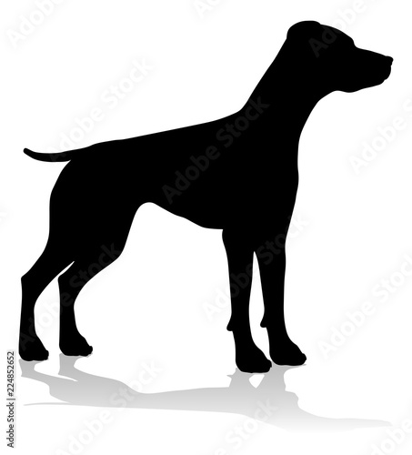 A detailed animal silhouette of a pet dog