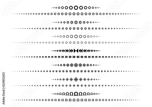 Vector illustration of the pattern of dots, star, plus to be line on white background.