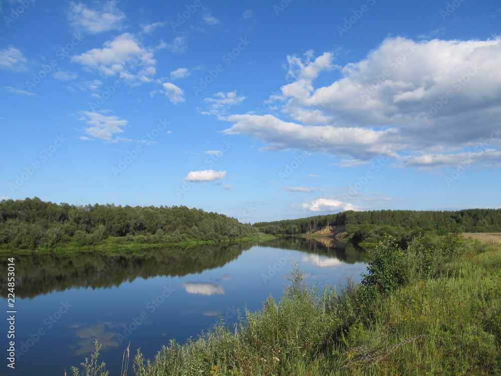 landscape with lake and clouds landscape with lake and clouds