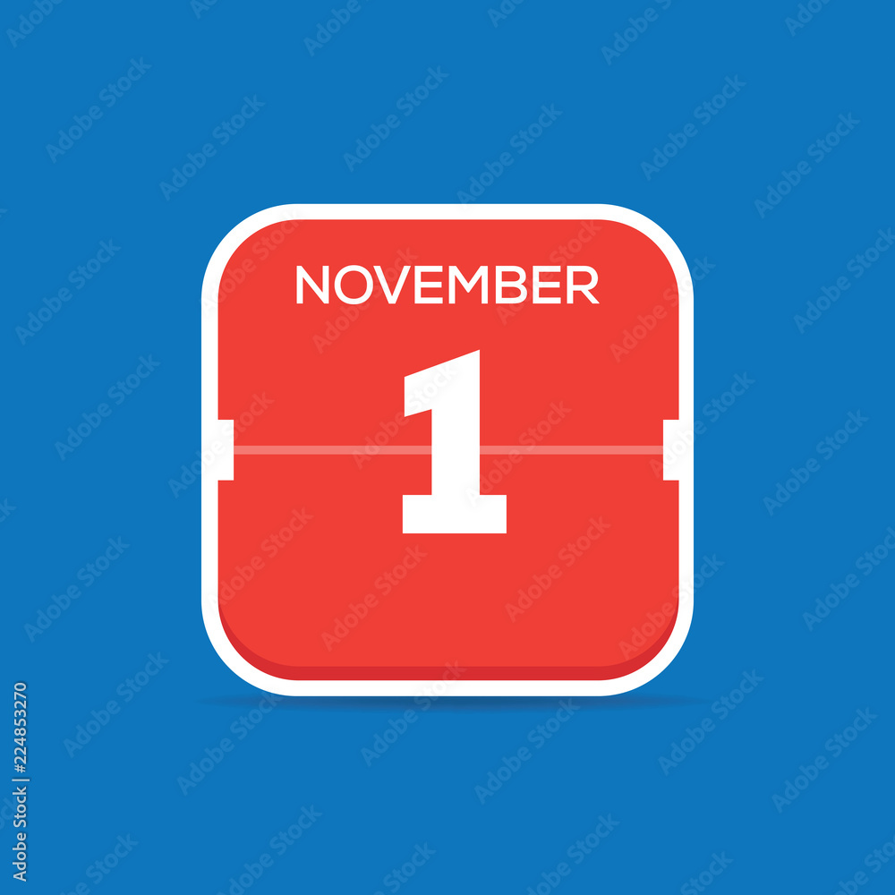 Obraz premium November 1 Calendar Flat Icon