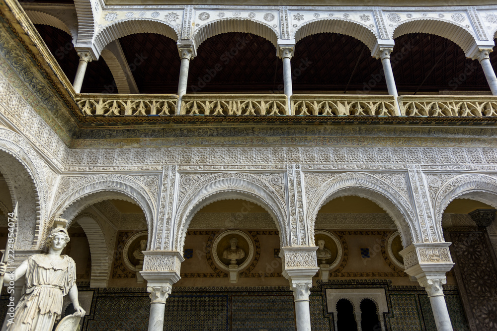 details of the courtyard of Pilatos' house in Seville, Andalucia, Spain.