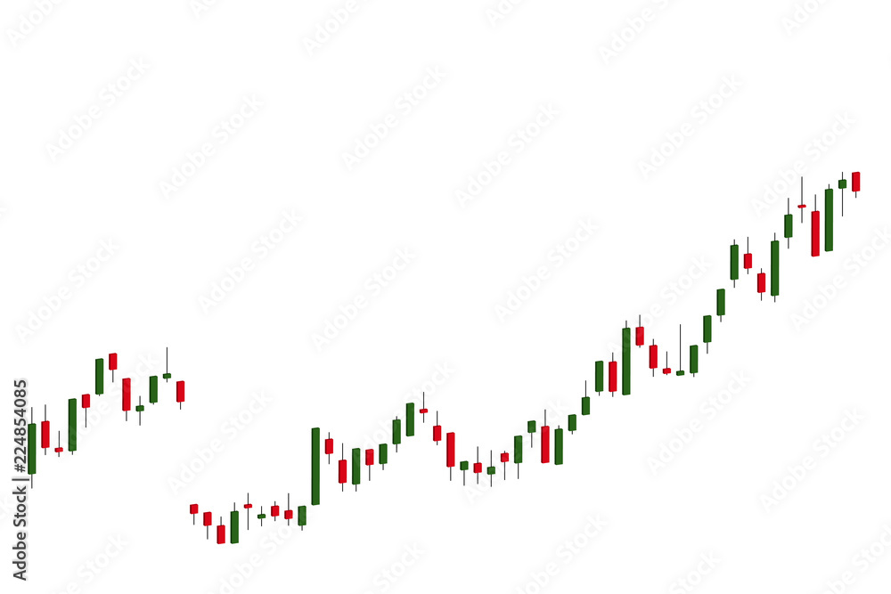 Japanese candlestick finance chart isolate on white background Stock ...