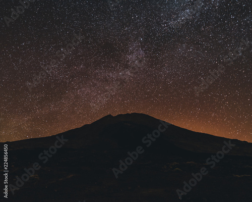 Astrophotography in Tenerife, Spain. Core of milkyway near Teide vulcano