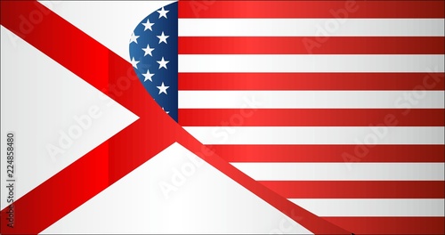 Flag of USA and Alabama state - Illustration, 
Mixed Flags of the USA and Alabama