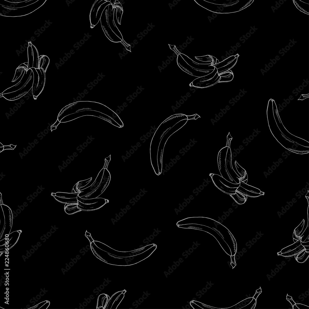 Natural vector path bananas black pattern