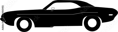 American muscle car logo, isolated vector black and white, dodge challenger