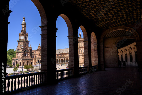 view of the Plaza de España in Sevilla, Andalucia, Spain