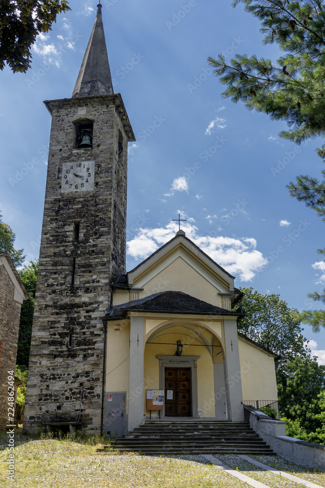 San Lorenzo church at Megolo, Piedmont, Italy