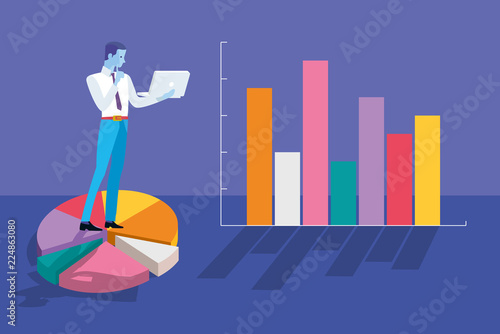 Businessman Analyzing Graphs and Statistics