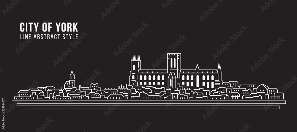 Cityscape Building Line art Vector Illustration design - city of York