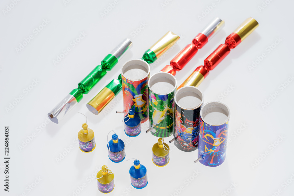 Set of Christmas fireworks. New Years eve table fireworks Set of Christmas fireworks. New Years eve table fireworks
