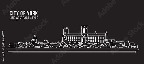 Cityscape Building Line art Vector Illustration design - city of York