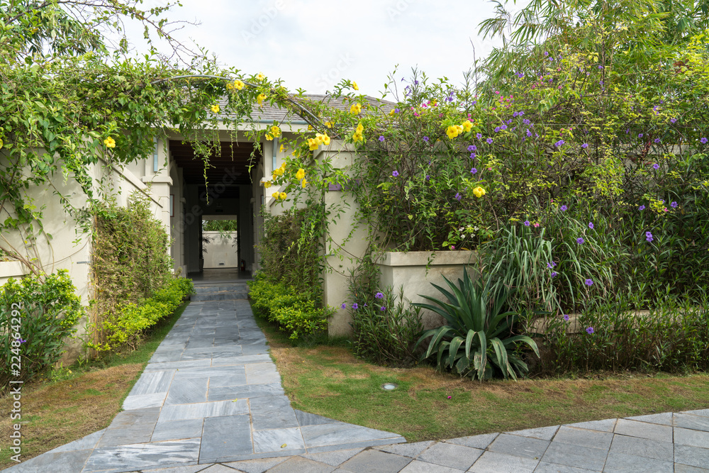 Villa path way at the tropical resort