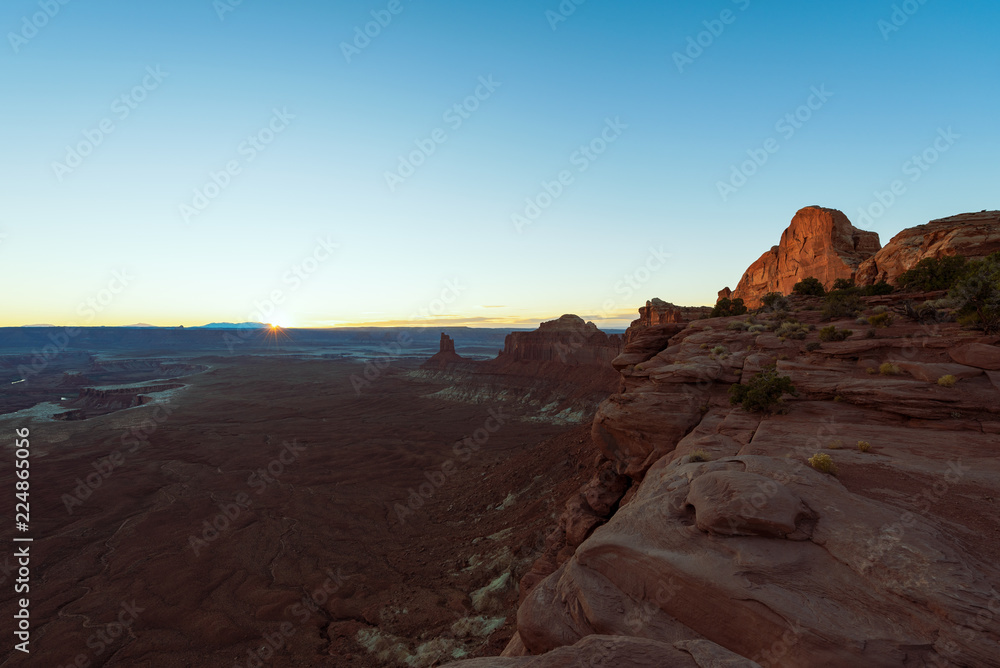 Sunset over Canyonland in Vintage toned, Retro Style, travel concept, Moab, USA