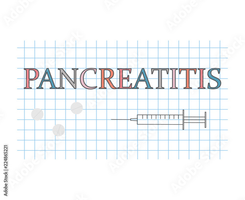 Pancreatitis word on checkered paper sheet- vector illustration