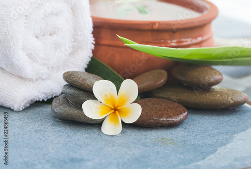 spa tropical set with stones for relax massage treatment