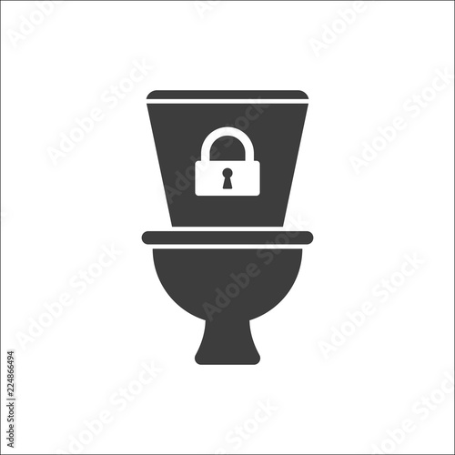 Toilet icon, Bathroom, restroom icon with padlock sign. Toilet icon and security, protection, privacy symbol