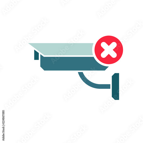 CCTV Camera icon, Security Surveillance icon with cancel sign. CCTV Camera icon and close, delete, remove symbol