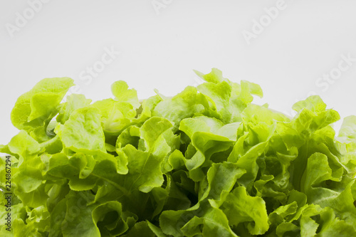 Green vegetables, put in a dish with white background
