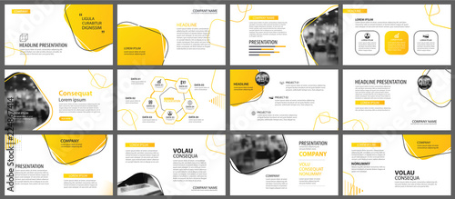 Presentation and slide layout background. Design yellow and orange gradient geometric template. Use for business annual report, flyer, marketing, leaflet, advertising, brochure, modern style.