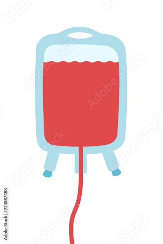 Blood transfusion - package with donated red blood. Donation of red body fluid for medical purpose. Vector illustration