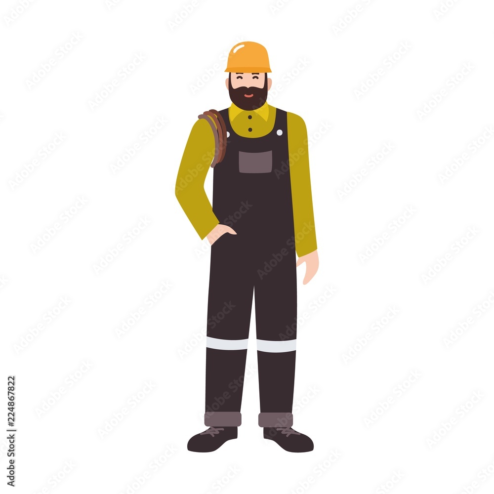Residential plumber, drain or pipe cleaning service worker wearing overalls and hard hat Residential plumber, drain or pipe cleaning service worker wearing overalls and hard hat