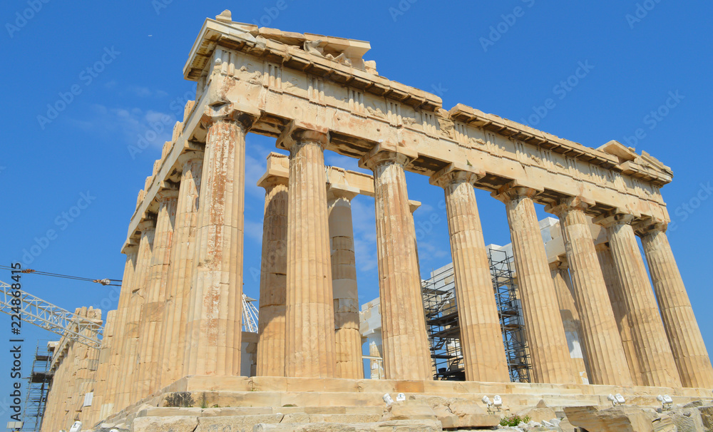 Parthenon temple in Acropolis in Athens, Greece on June 16, 2017. 