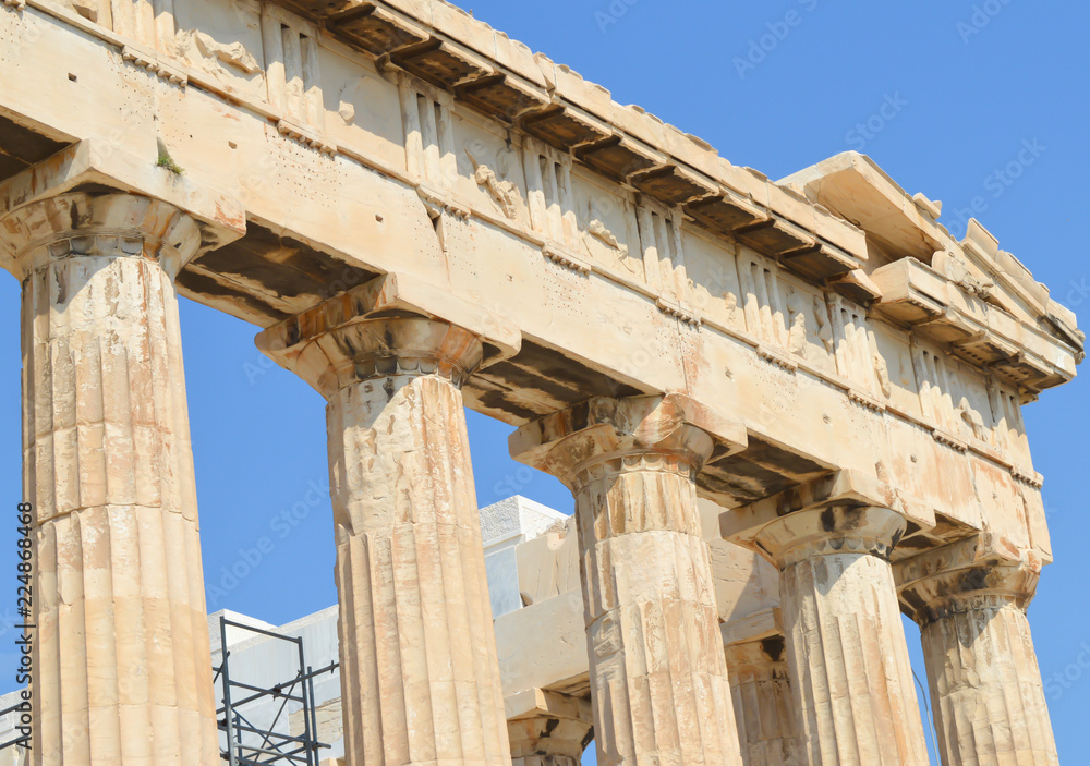 Parthenon temple in Acropolis in Athens, Greece on June 16, 2017. Parthenon temple in Acropolis in Athens, Greece on June 16, 2017.