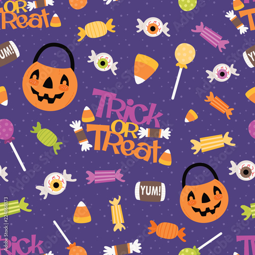 Vector Trick or Treat Candy Seamless Pattern Background